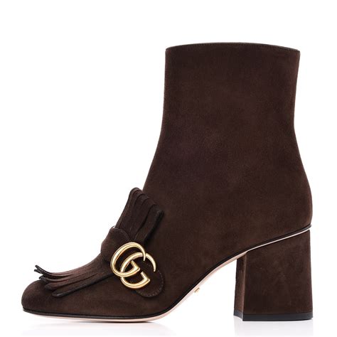 gucci marmont fringed suede ankle boots|Gucci jordaan leather ankle boots.